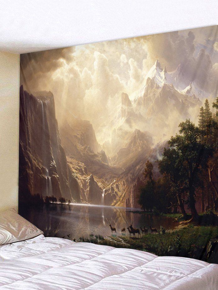 

Wall Hanging Art Mountains River Print Tapestry, Multi