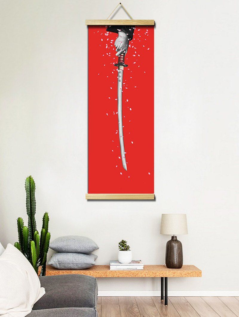 

Katana and Sakura Print Wall Hanging Canvas Art Painting, Red