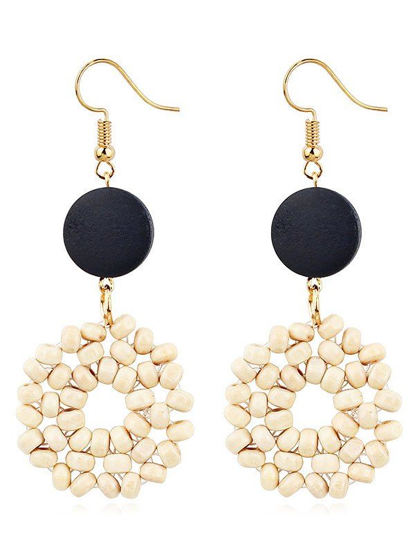 

Bohemian Wooden Round Hook Earrings, Black