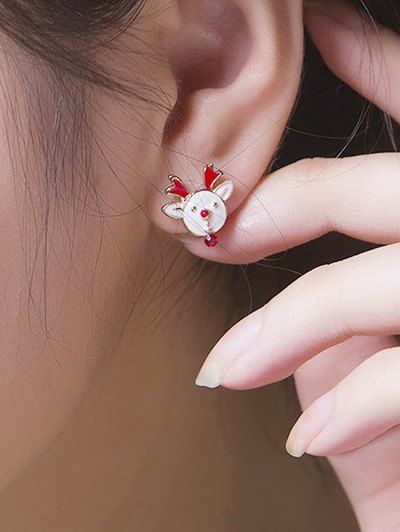 

Christmas Elk Decorative Stud Earrings, White