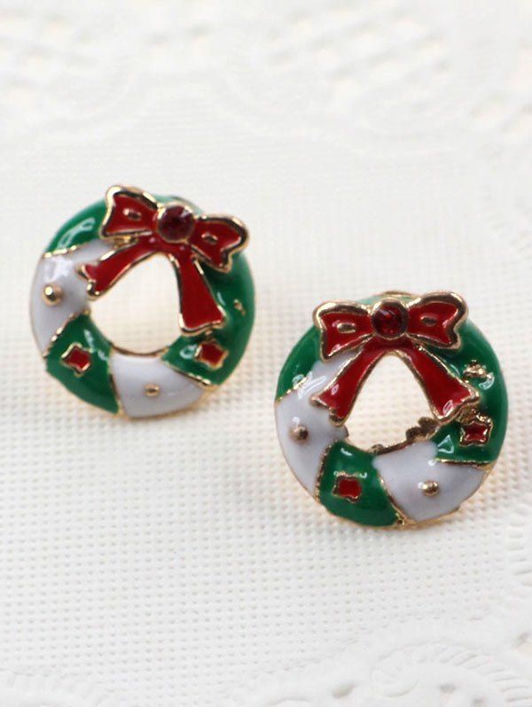 

Christmas Bowknot Round Stud Earrings, Multi