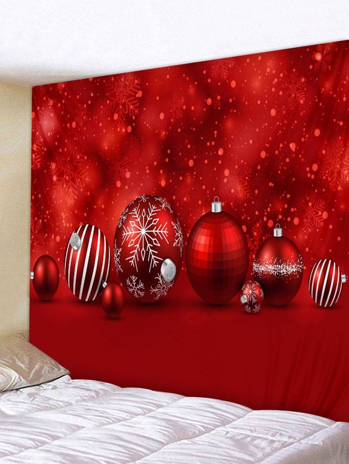 

Christmas Ball Printed Wall Tapestry Art Decoration, Red
