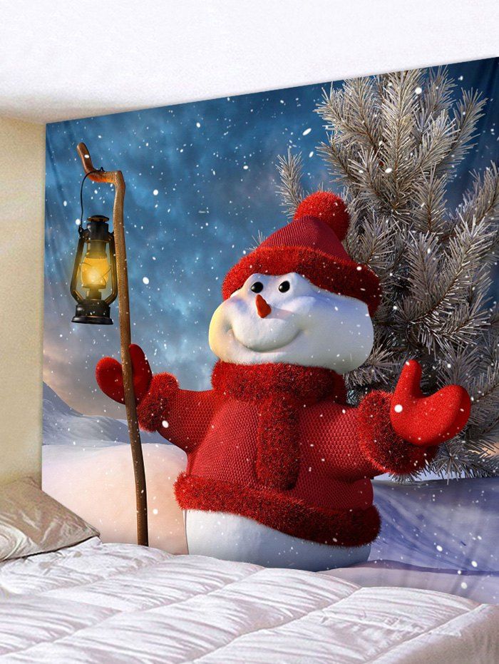 

Christmas Snowman Light Printed Wall Tapestry Art Decoration, Red
