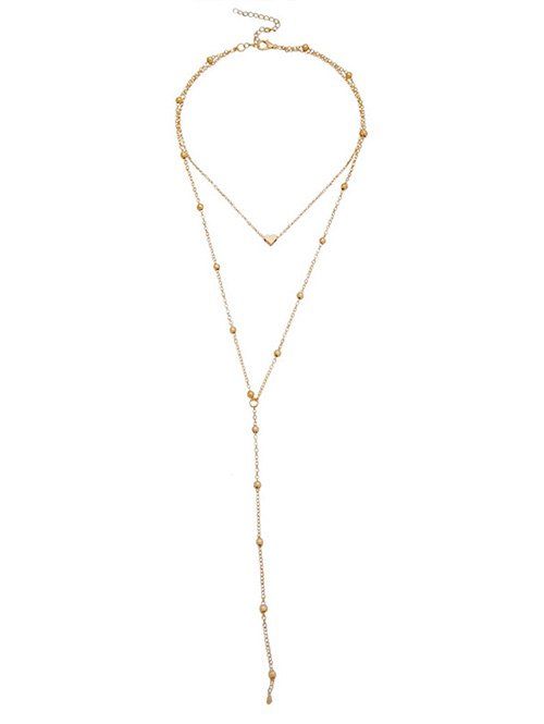 

Heart Shape Beads Layered Necklace, Gold