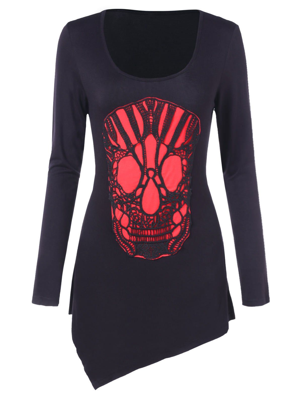 

Skull Pattern Full Sleeve T-shirt, Black