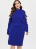 Plus Size Ripped Long Sleeve Top with Skirt -  
