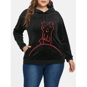 

Plus Size Graphic Vevlet Hoodie, Black