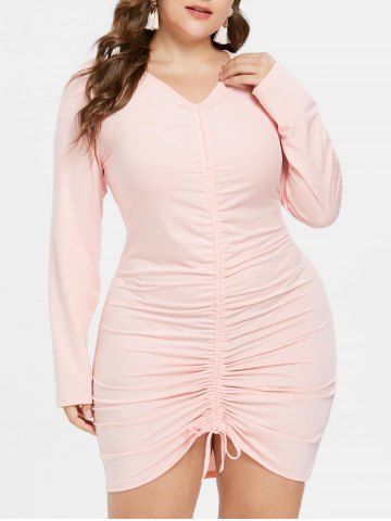 Robe Plissée de Grande Taille à Cordon