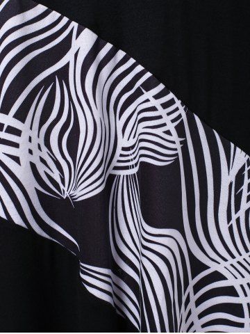 

Plus Size Print Panel Asymmetric T-shirt, Black