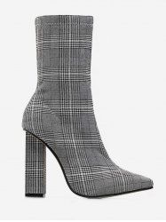 Pointed Toe Houndtooth Ankle Boots -  