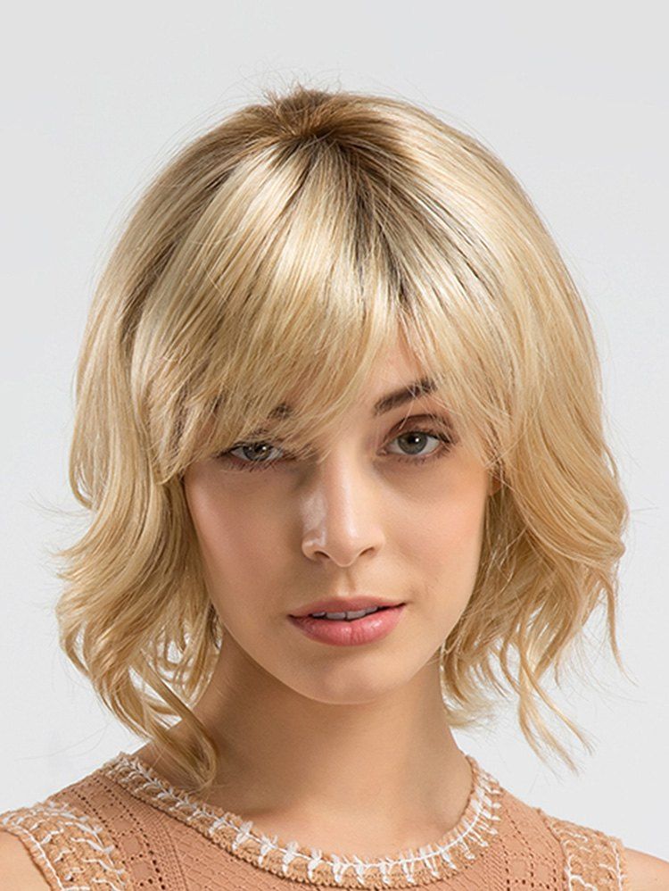 

Short Inclined Bang Straight Colormix Synthetic Wig, Multi