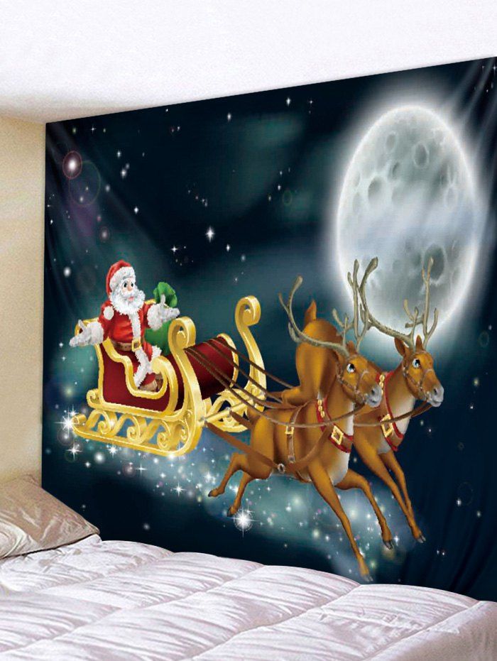 

Wall Hanging Art Christmas Night Sleigh Print Tapestry, Multi