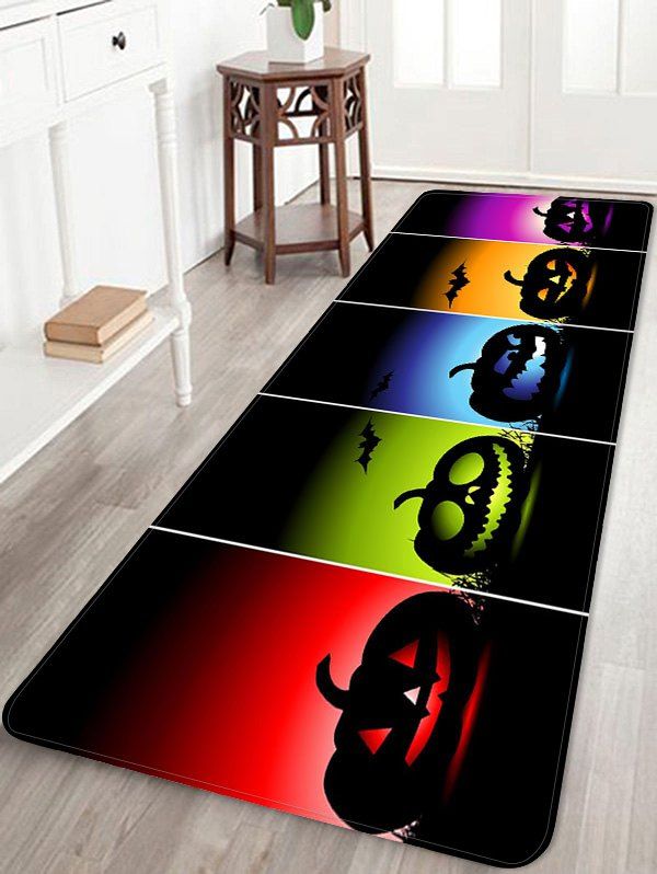 

Halloween Pumpkin Emoticon Pattern Water Absorption Area Rug, Multi