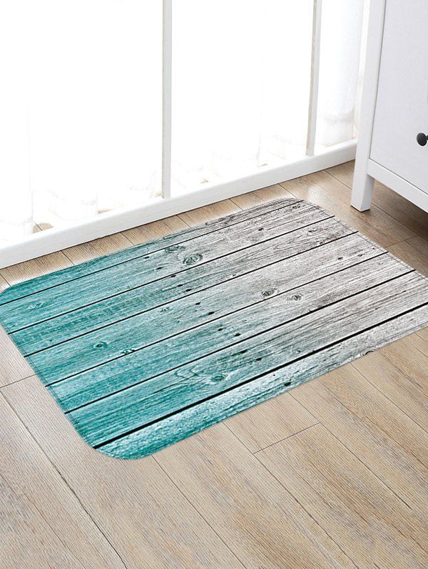 

Contrast Wood Grain Pattern Water Absorption Area Rug, Multi