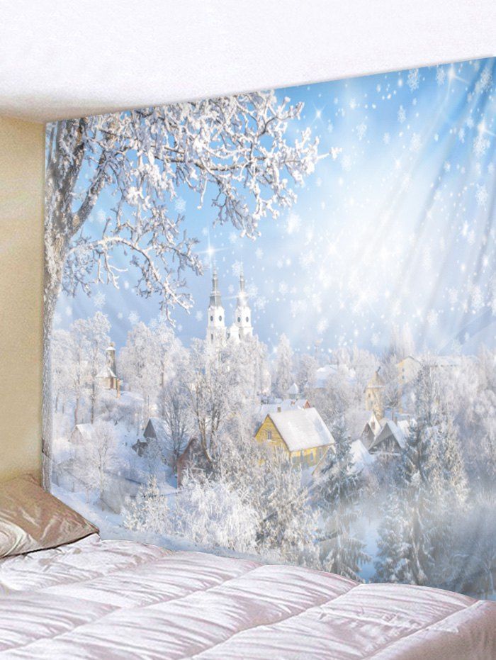 

Christmas Snow Pattern Wall Tapestry Art Decoration, White