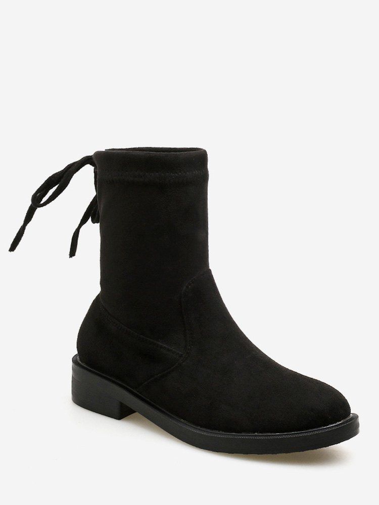 

Tie Back Suede Ankle Boots, Black