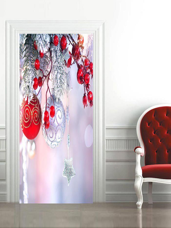 

Christmas Ball Printed Door Art Stickers, Multi