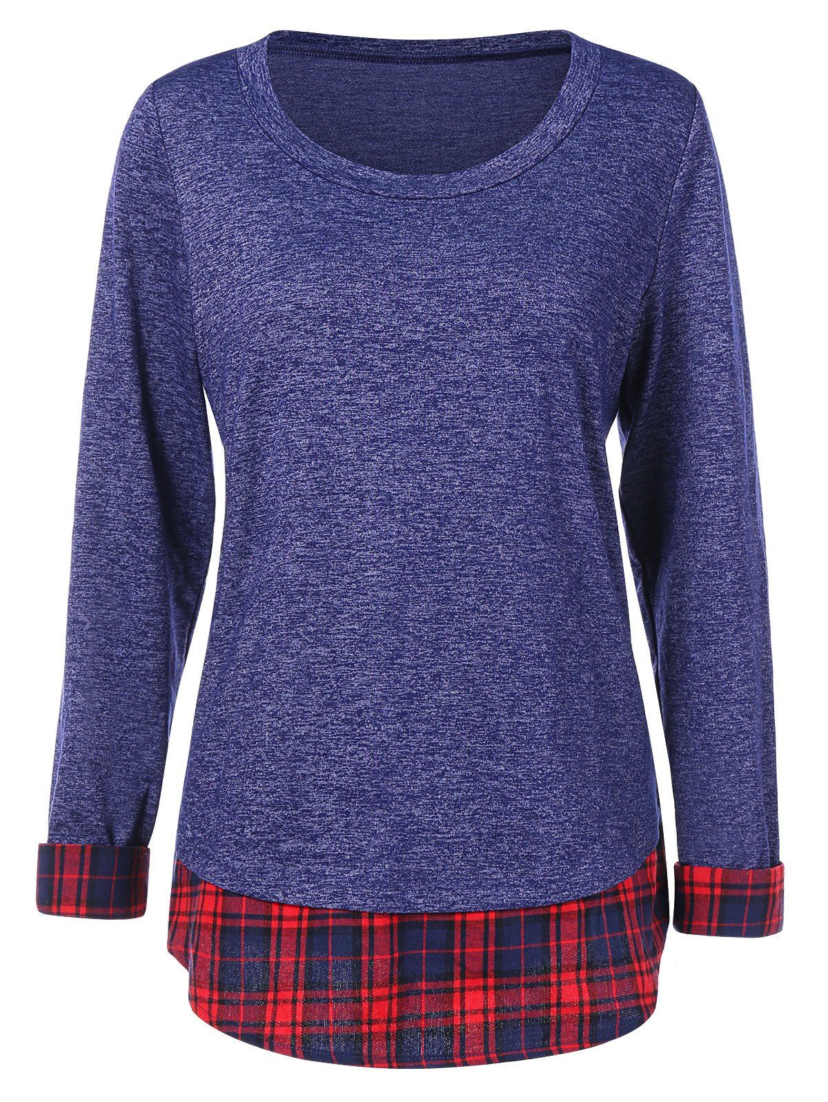 

Tartan Insert Full Sleeve T-shirt, Blue
