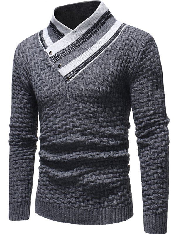 

Color Block Collar Knit Sweater, Gray