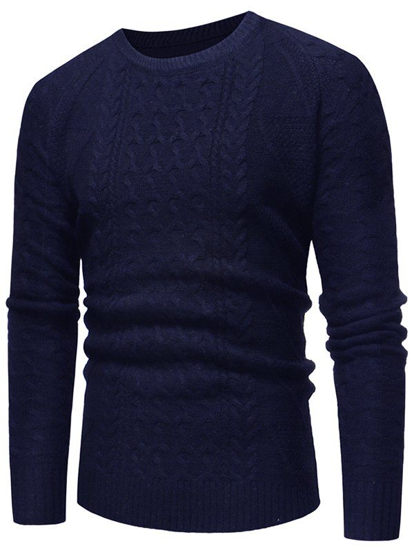 

Jacquard Weave Crew Neck Sweater, Cadetblue