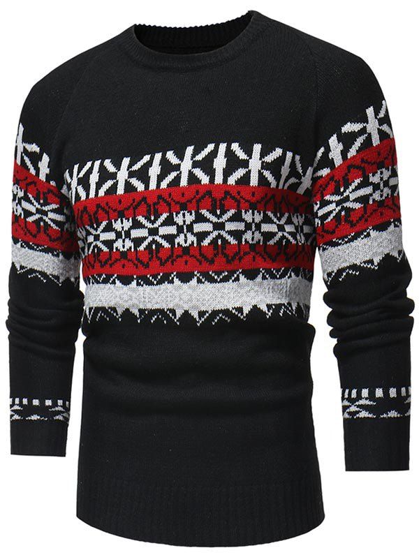 

Jacquard Weave Pullover Casual Sweater, Black