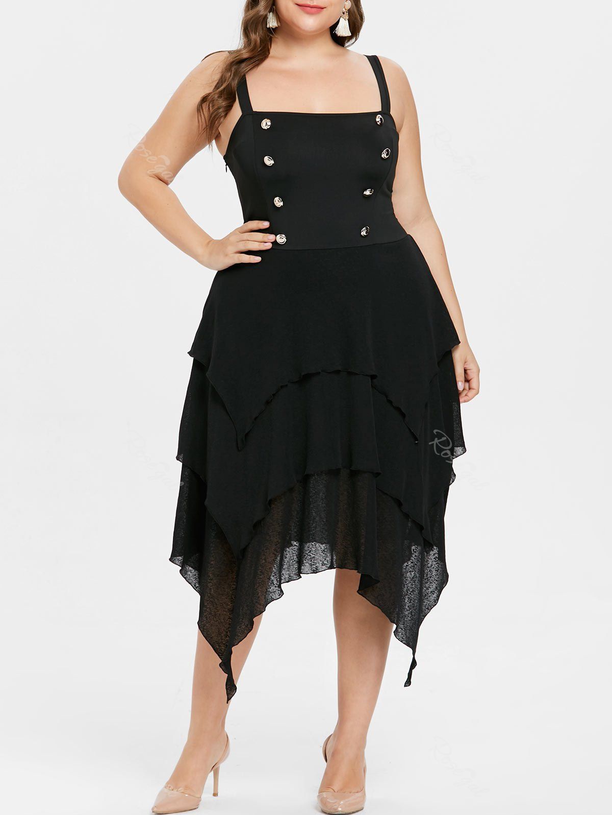 

Plus Size Double Breasted Halloween Dress, Black