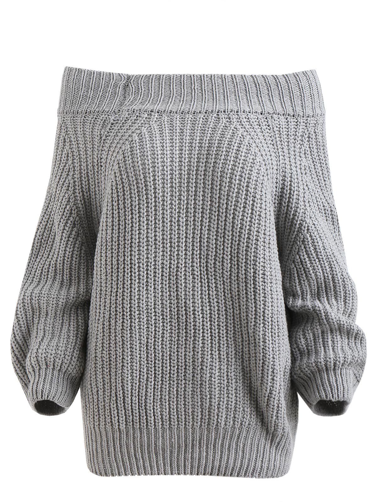 Discount Pullover Off The Shoulder Chunky Sweater  