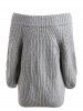 Pullover Off The Shoulder Chunky Sweater -  