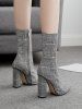 Pointed Toe Houndtooth Ankle Boots -  