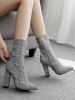 Pointed Toe Houndtooth Ankle Boots -  