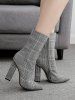 Pointed Toe Houndtooth Ankle Boots -  