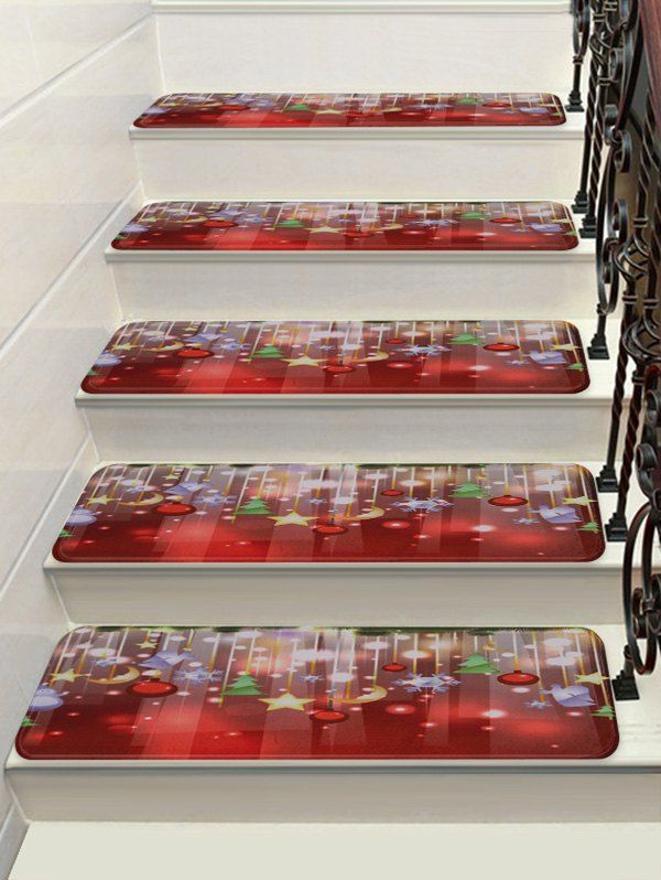 

Christmas Star Moon Printed Decorative Stair Floor Rugs, Multi