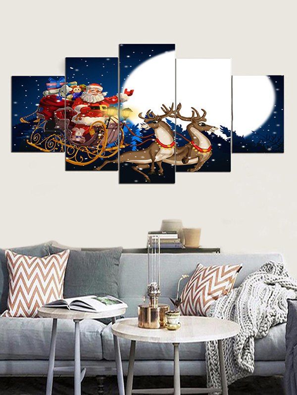 

Christmas Moon Night Print Unframed Split Canvas Paintings, Multi