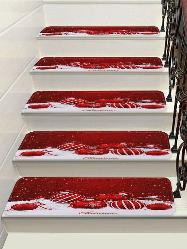 

Christmas Ball Printing Decorative Stair Floor Rugs, Multi