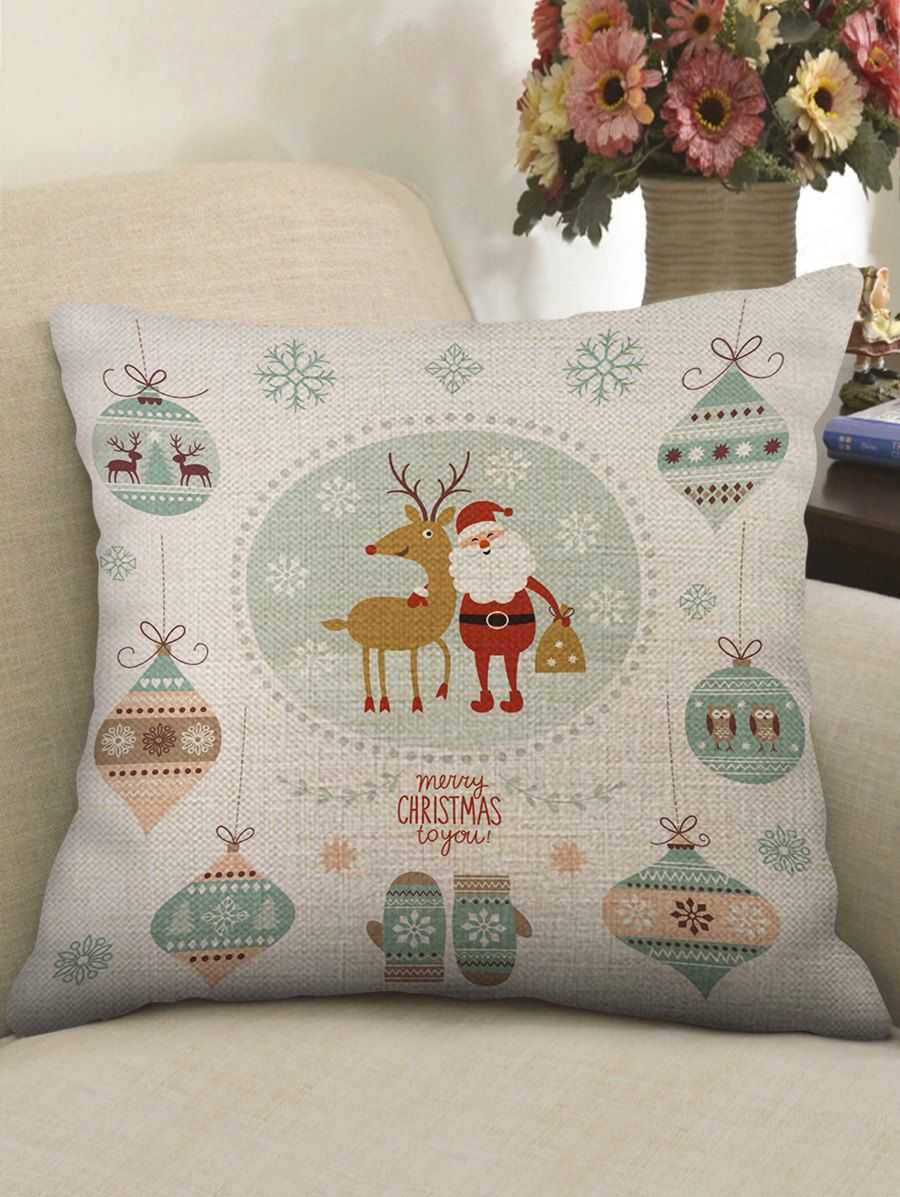 

Christmas Theme Pattern Decorative Sofa Linen Pillowcase, White