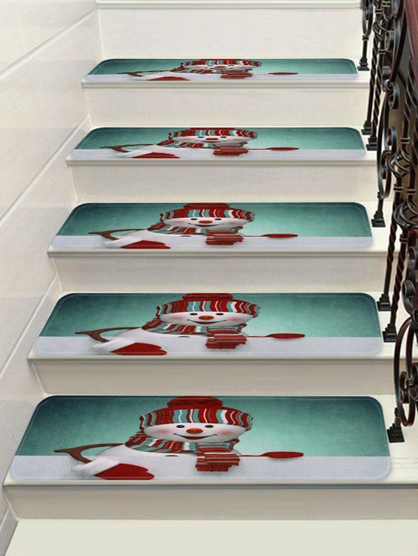 

Smile Christmas Snowman Decorative Stair Floor Rugs, Multi