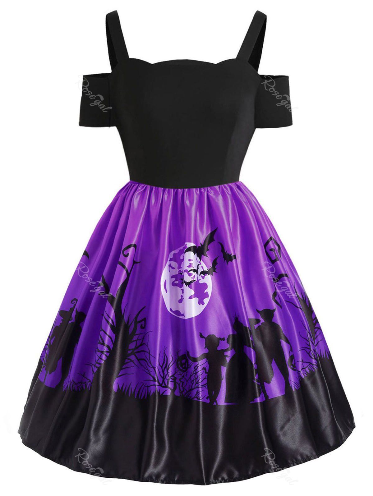 

Plus Size Cold Shoulder Halloween Dress, Purple