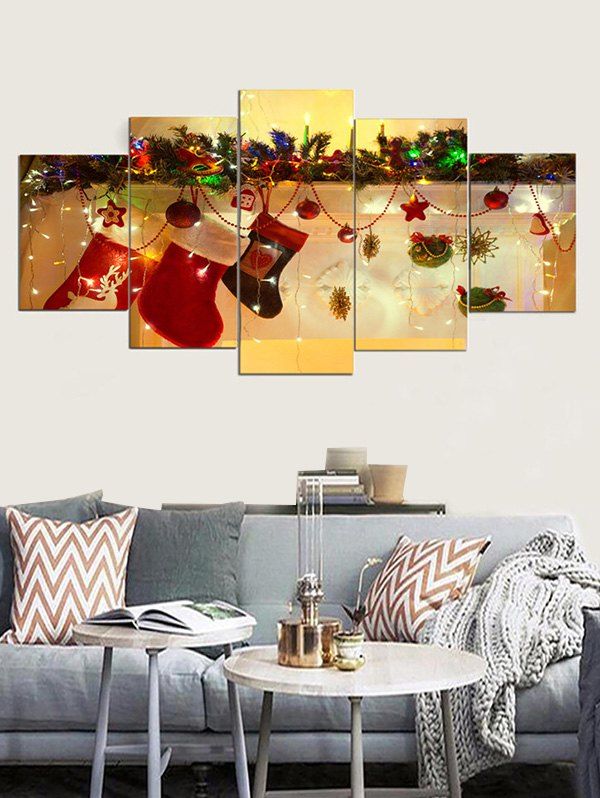 

Christmas Socks Pattern Wall Art Canvas Paintings, Multi