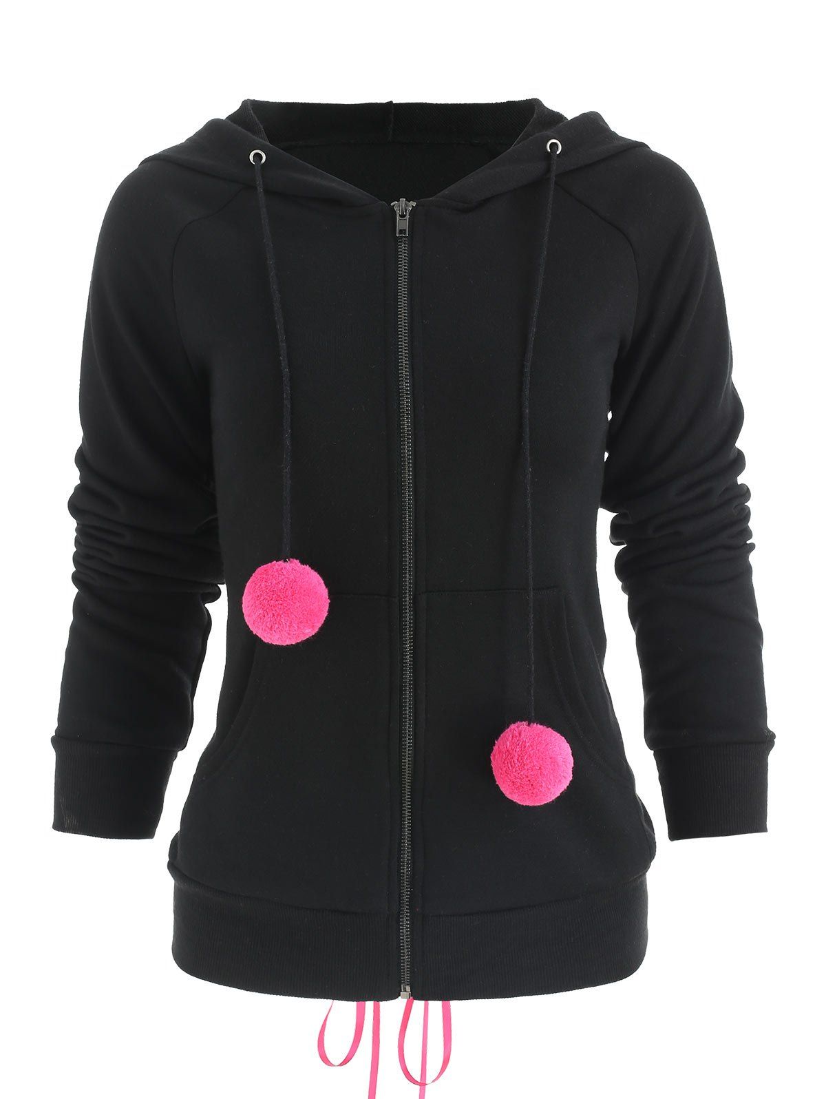 

Lace Up Halloween Front Zip Hoodie, Black