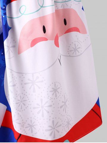 

Plus Size Printed Off Shoulder Christmas Dress, Blue