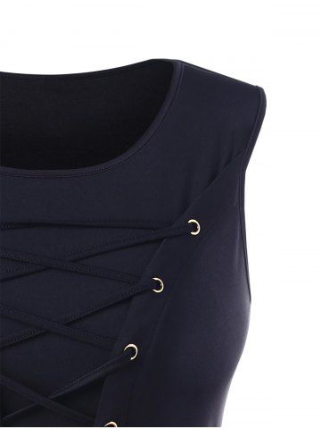 

Plus Size Lace Up Halloween Dress, Black