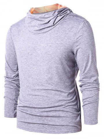 Color Block Pullover Hoodie - GRAY - L