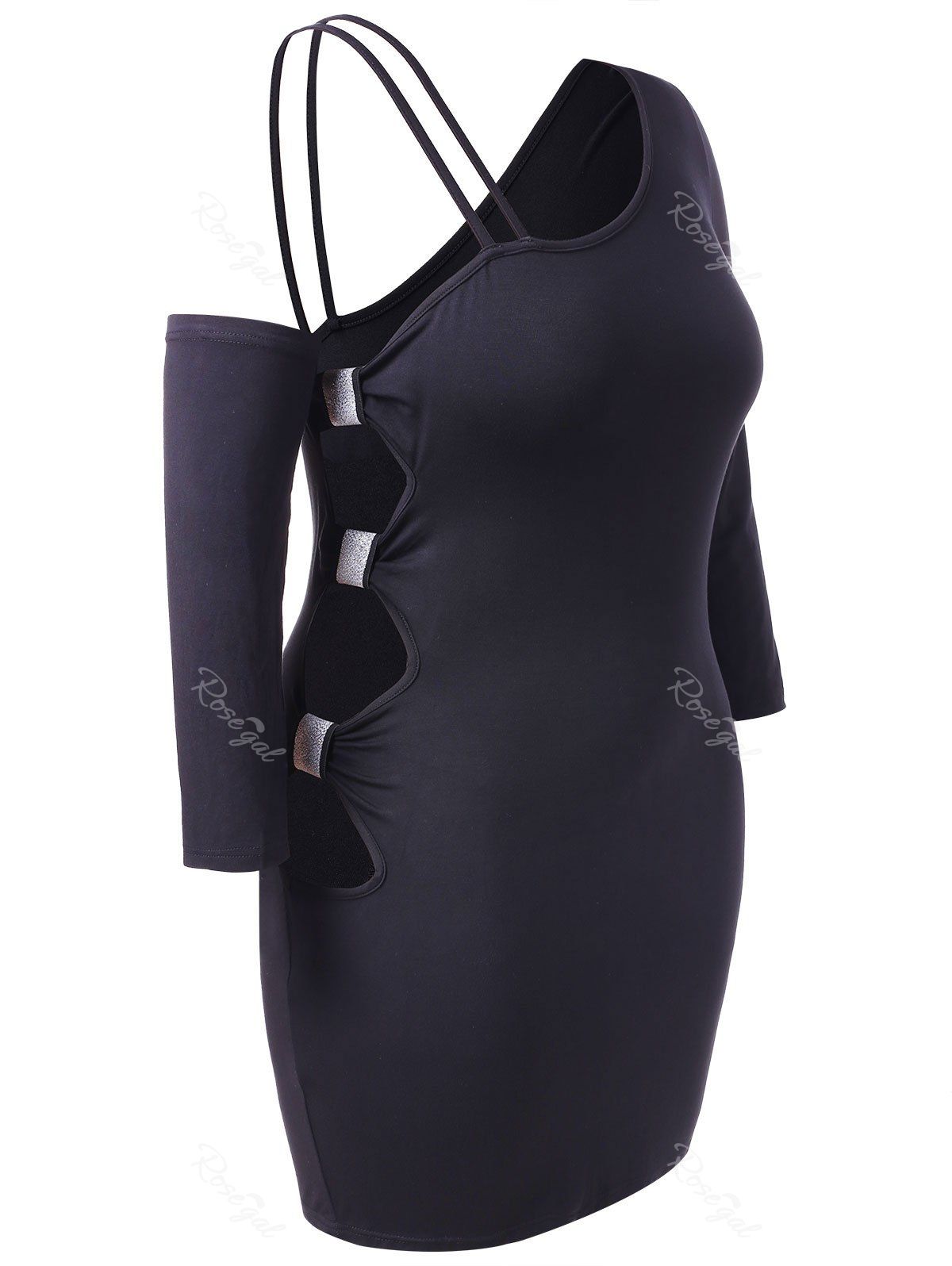 

Plus Size One Shoulder Cut Out Bodycon Dress, Black