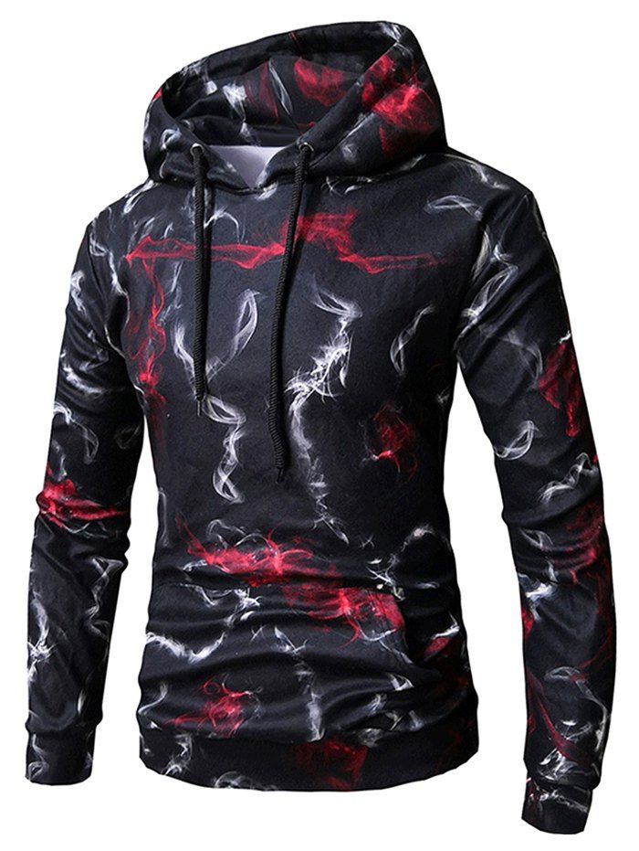 

Smog Print Pullover Hoodie, Red