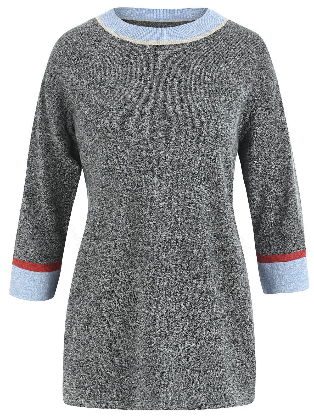 

Plus Size Ribbed Detail Sweater, Gray cloud