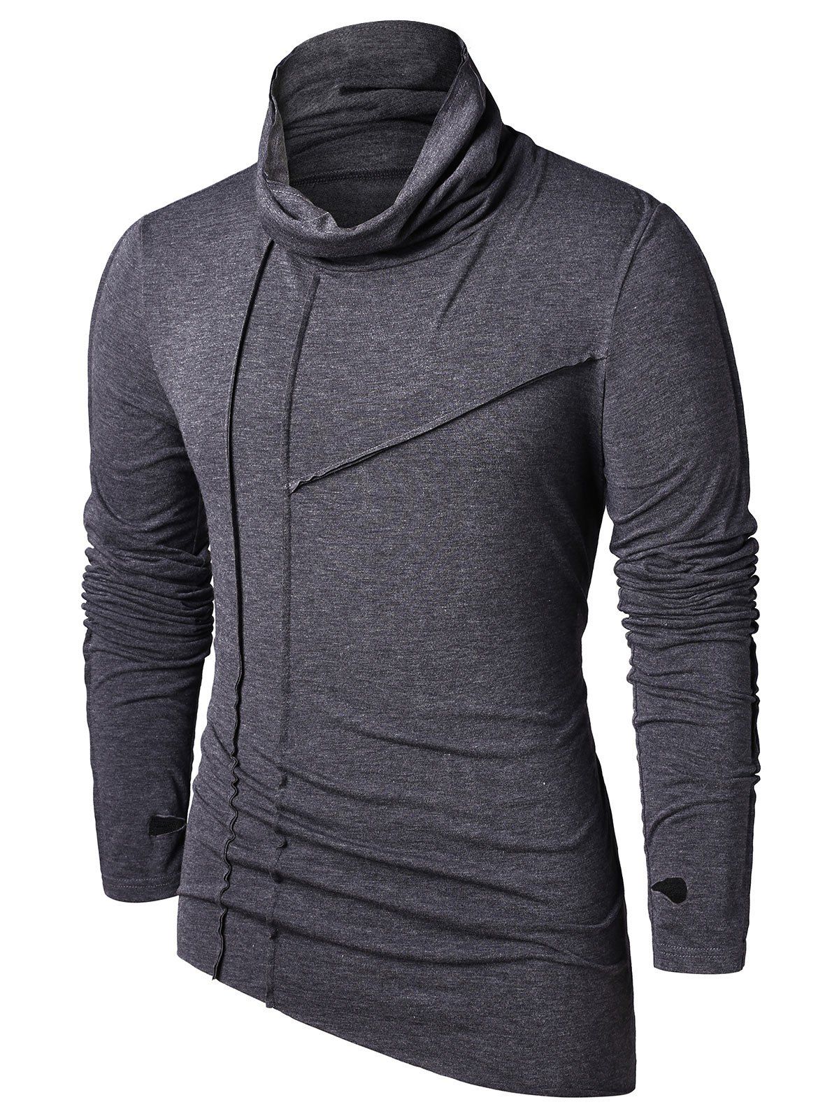 

Asymmetric Solid Color Casual T-shirt, Black