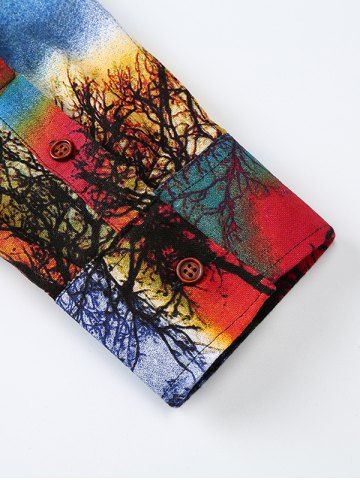 

Paint Tree Print Button Up Shirt, Multi