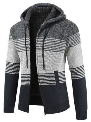 Color Block Stripe Sweater Jacket