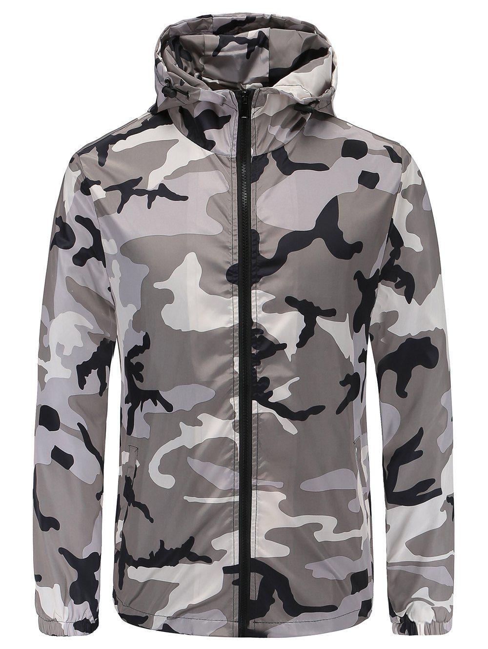 

Casual Camouflage Print Hooded Jacket, White