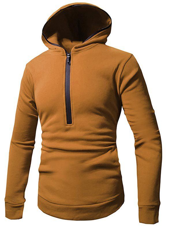 

Half Zip Casual Pullover Hoodie, Camel brown
